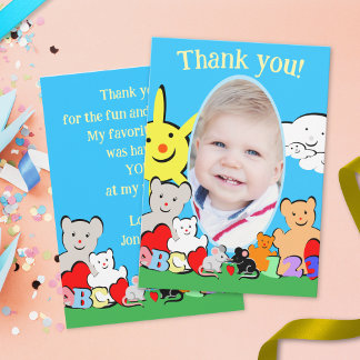 Convites Custom Fun Cute Animals Birthday Thank You Card