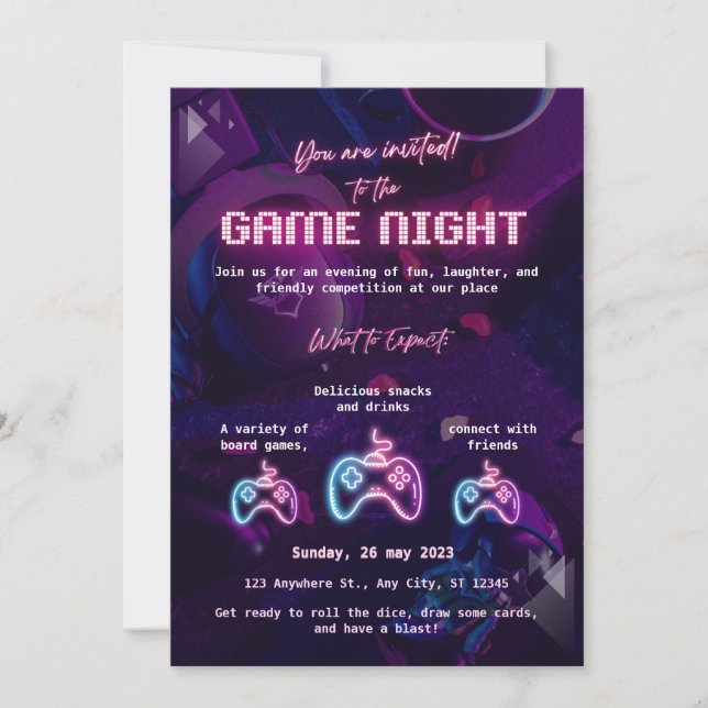 Convites Custom Game Night Invitation (Frente)
