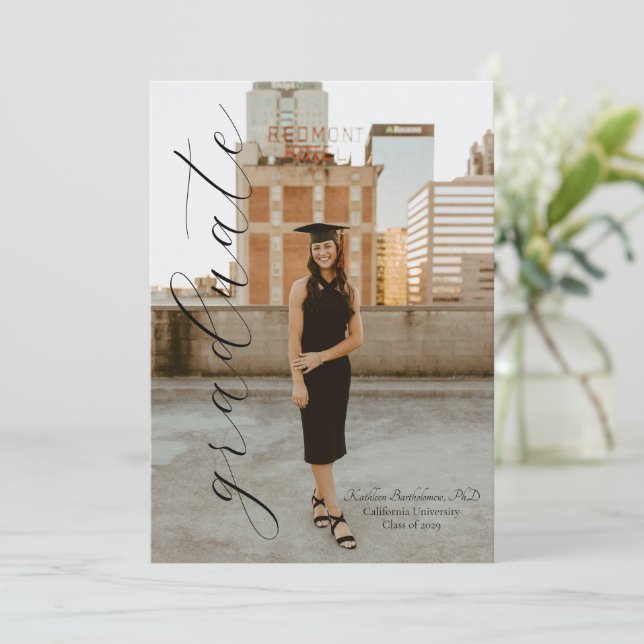 Convites Custom Graduation Announcement & Party Invitation  (Em pé/Frente)