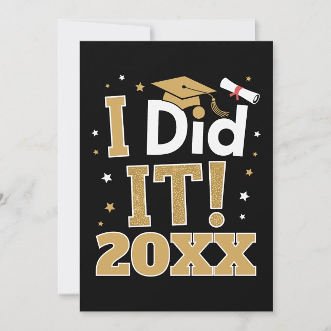Convites Custom I Did It Gold Graduation Graduate Class Of (Frente)