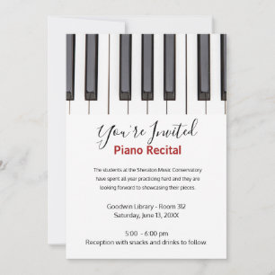 Convites Custom Kids Piano Recital Invitation