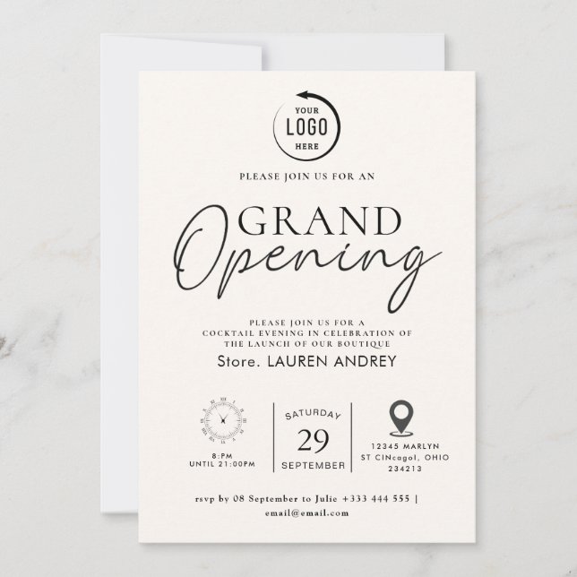 Convites Custom Logo Business Open House Invitation (Frente)