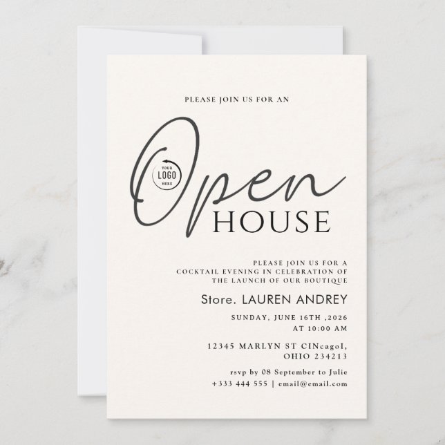Convites Custom Logo Business Open House Invitation (Frente)