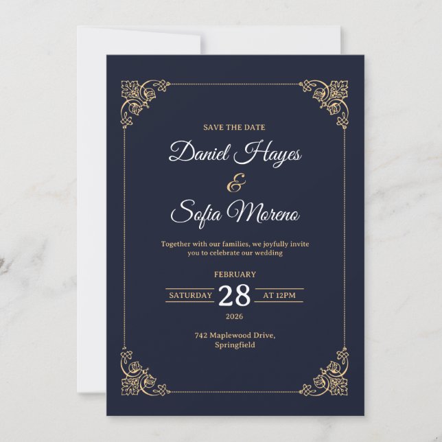 Convites Custom Luxury Gold Wedding Invitation  (Frente)