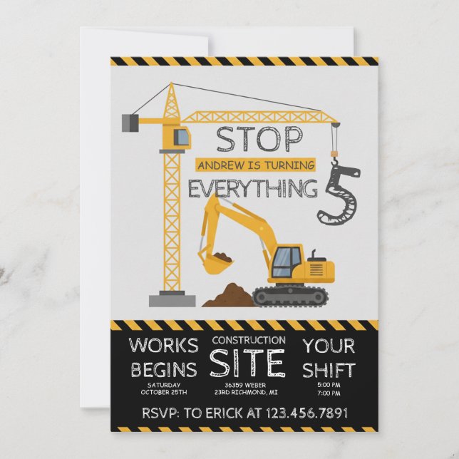 Convites Custom Modern Dump Truck birthday party (Frente)