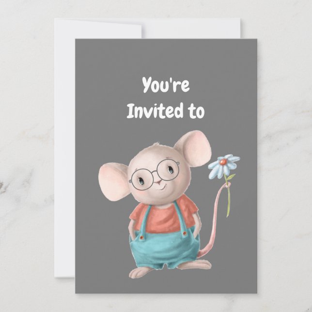 Convites Custom Name Age Birthday Party Mouse (Frente)