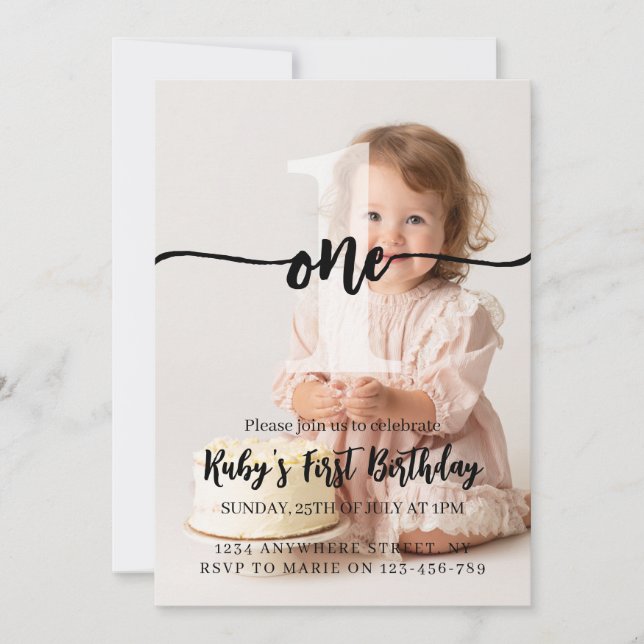 Convites Custom Personalize First Birthday Invitation (Frente)