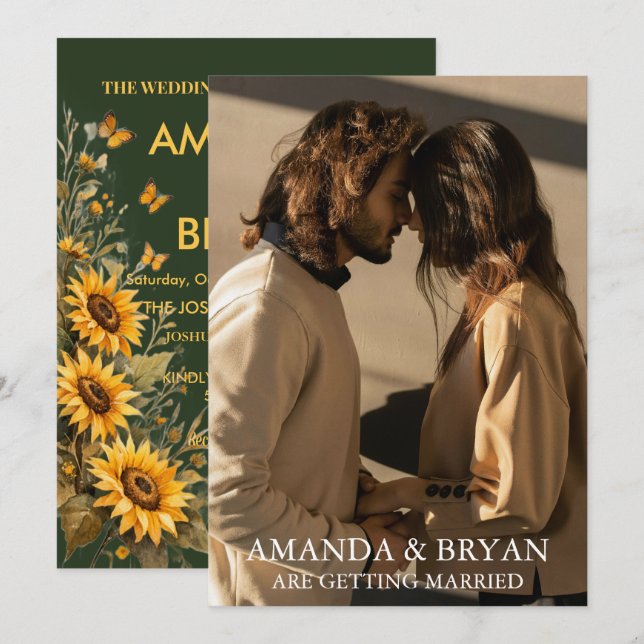 Convites Custom Photo Boho Wedding Invites  (Frente/Verso)