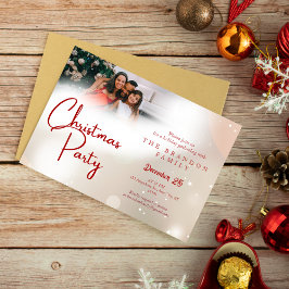 Convites Custom Photo Family Holiday Holly Christmas