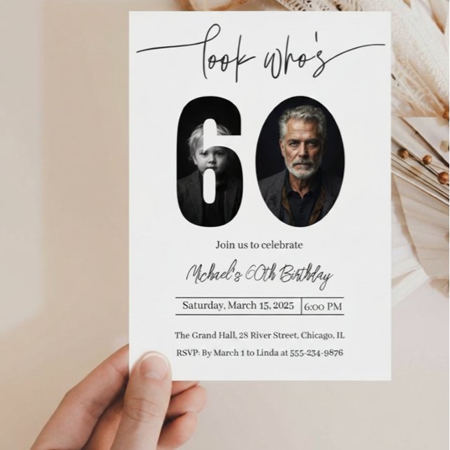 Convites Custom Photo Sixty Birthday Invitation For Adults (Criador carregado)