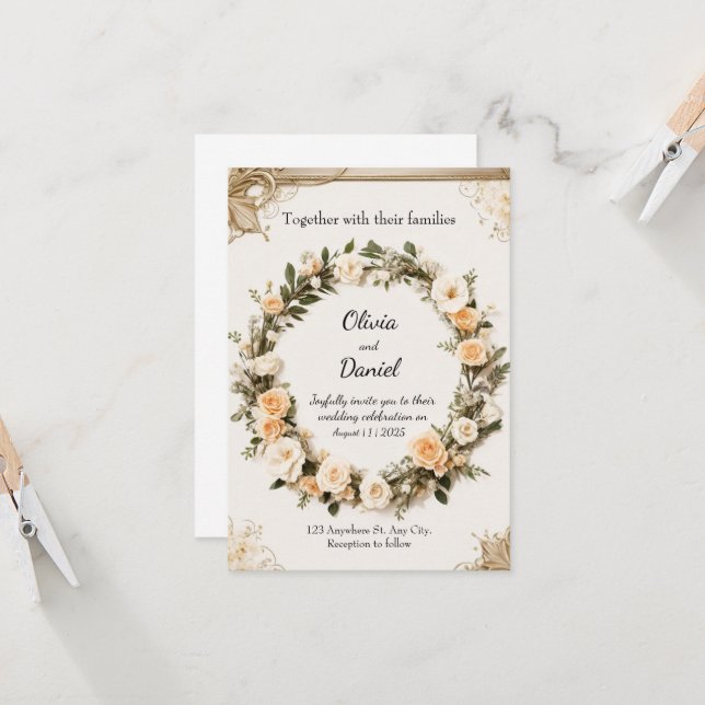 Convites Custom Printable Wedding Template (Frente/Verso In Situ)
