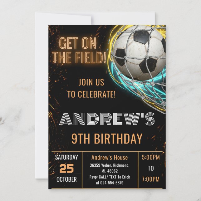 Convites Custom Simple Soccer Birthday Invitation (Frente)