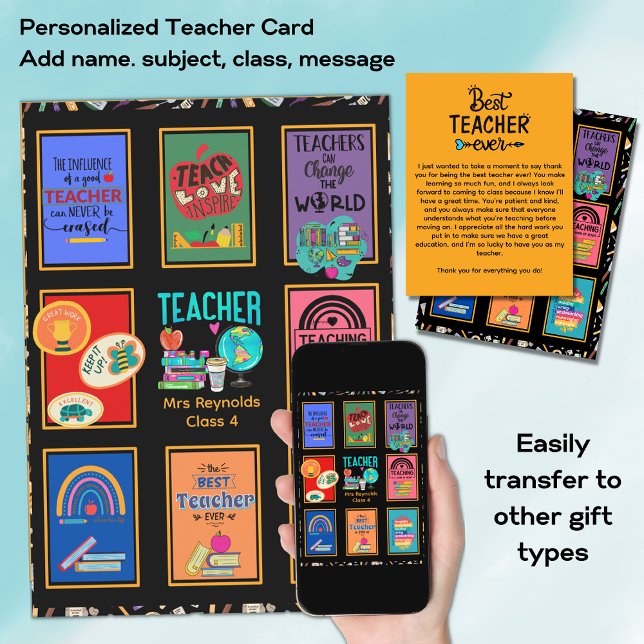 Convites Custom Teacher Thank You Card Letter Quotes Fun    (Criador carregado)