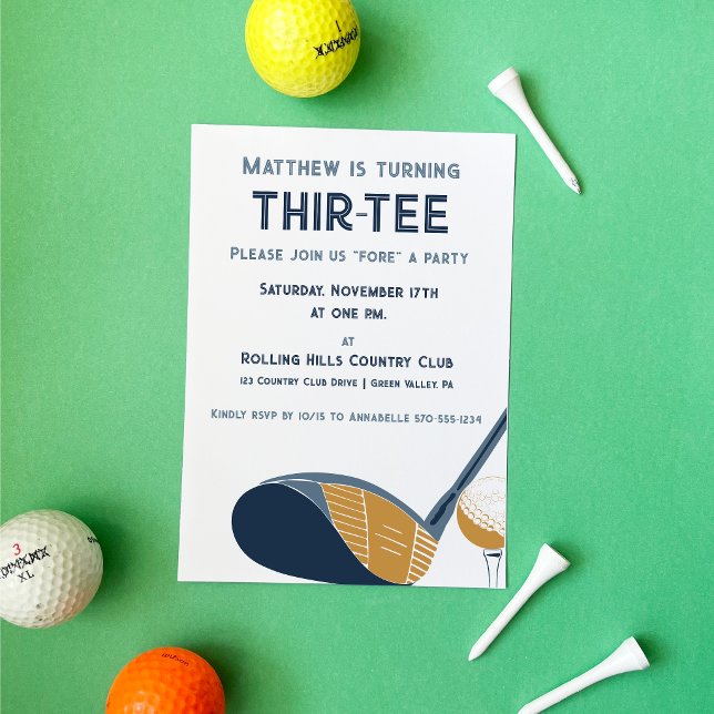 Convites Custom Thir-Tee Par-Tee Golf Themed Birthday (Criador carregado)