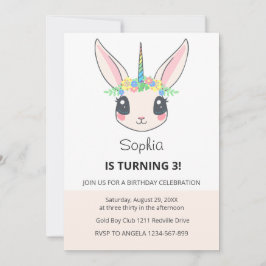 Convites Custom Unicorn Cute Pink Birthday Party Invitation