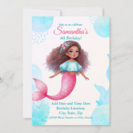 Convites Customizable African American Mermaid Party