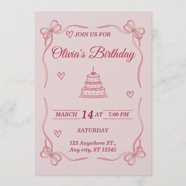Convites Customizable Birthday Invitation Card - Stylish (Frente)