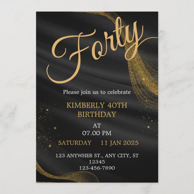 Convites customizable birthday invite Elegant Birthday Card (Frente)