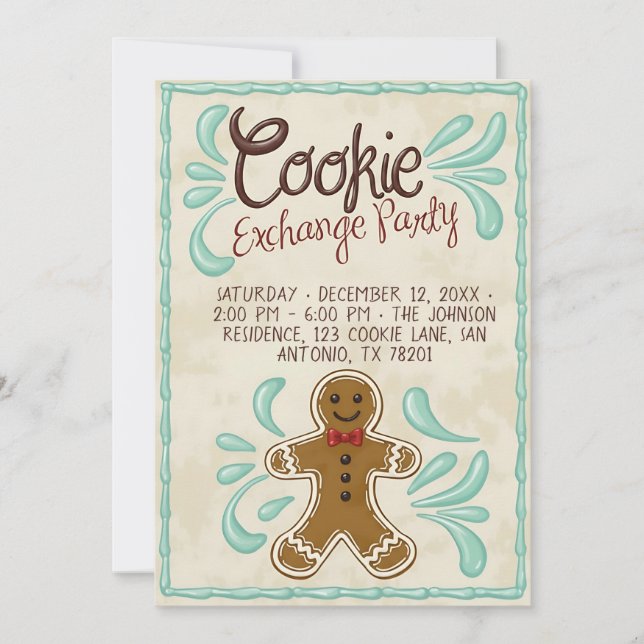 Convites Customizable Christmas Cookie Exchange Party  (Frente)