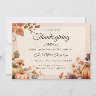 Convites Customizable elegant Fall Thanksgiving Invitation