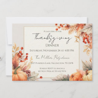 Convites Customizable elegant Fall Thanksgiving Invitation