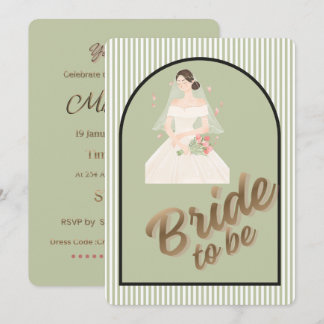 Convites Customizable Elegant Green & Gold Wedding Shower I