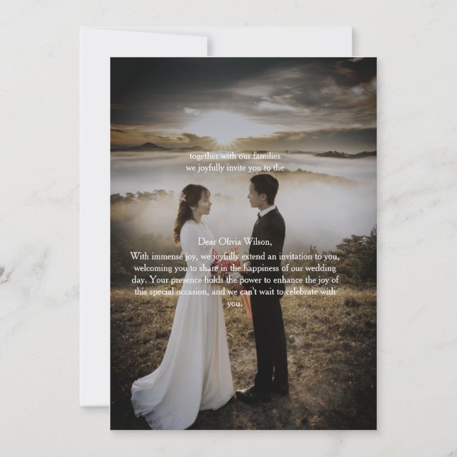 Convites Customizable Elegant Photo Wedding Invitation  (Frente)