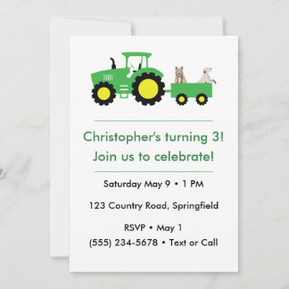 Convites Customizable Farm Tractor Birthday Invitation