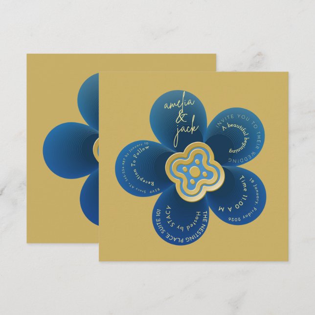 Convites Customizable Flower Die-Cut Unique Marriage Announ (Frente/Verso)