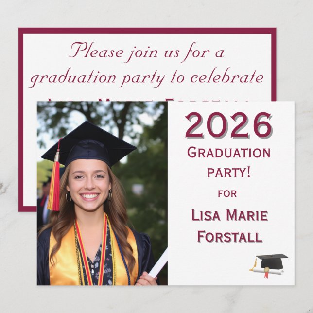 Convites Customizable Graduation  (Frente/Verso)