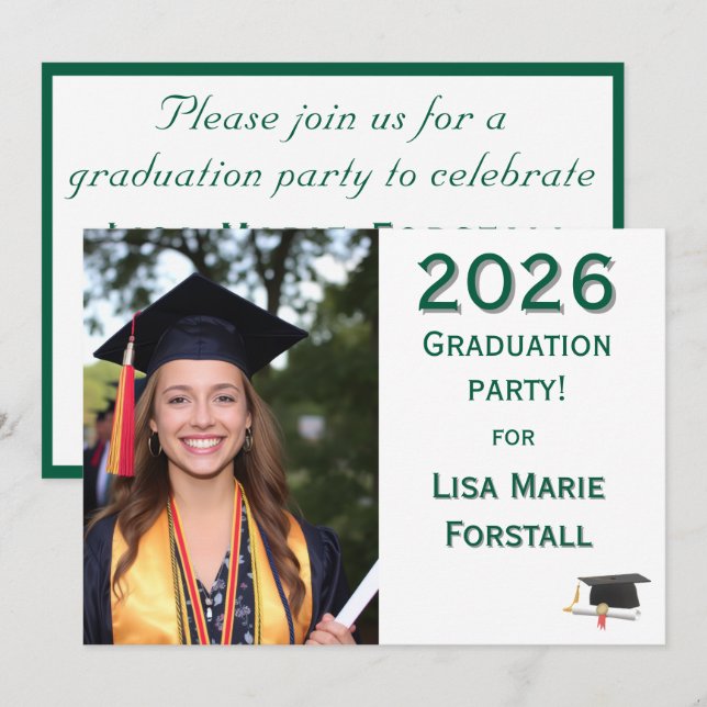 Convites Customizable Graduation  (Frente/Verso)