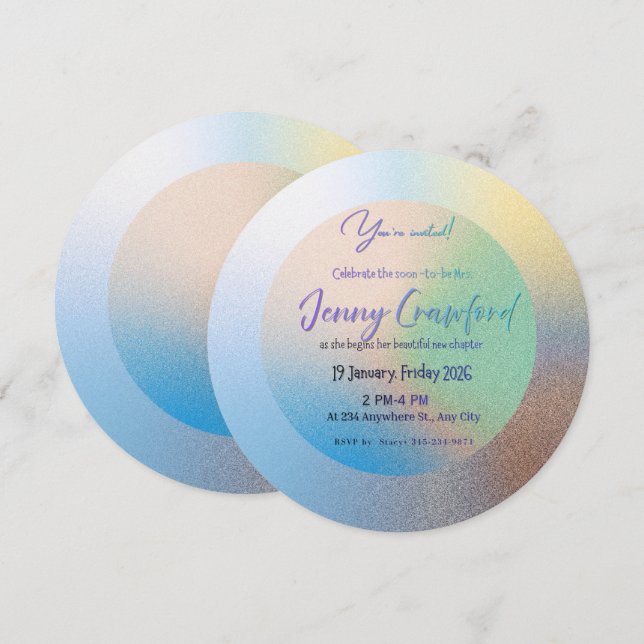 Convites Customizable Pastel Gradient Round Wedding Brunch  (Frente/Verso)