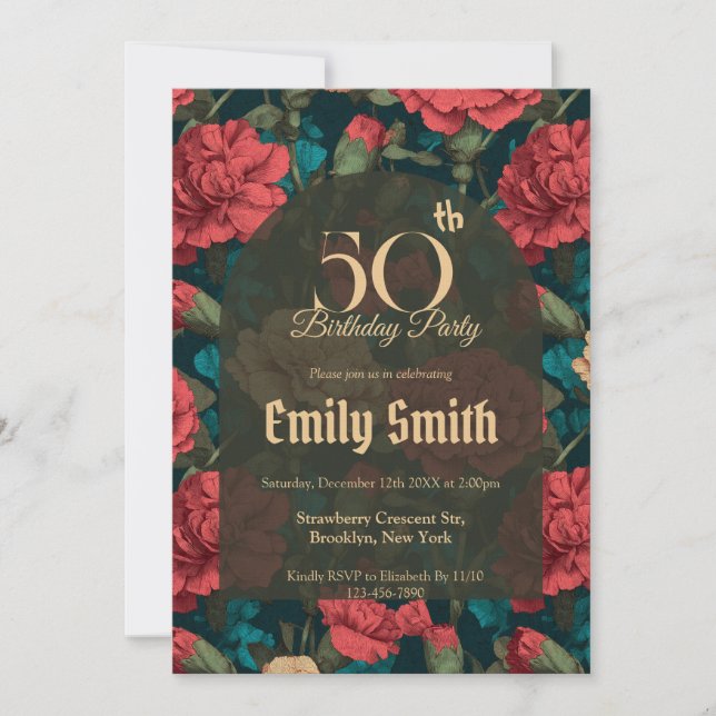 Convites Customized Carnation Inspired Girl’S Birthday (Frente)