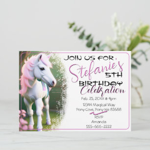 Convites Cute 3D Spirit Pony 17 Aniversário