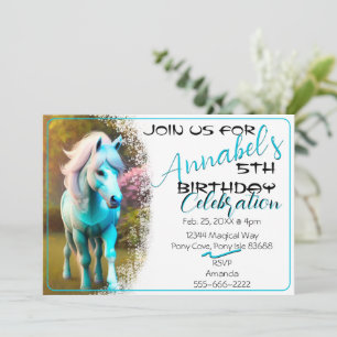 Convites Cute 3D Spirit Pony 25 Aniversário