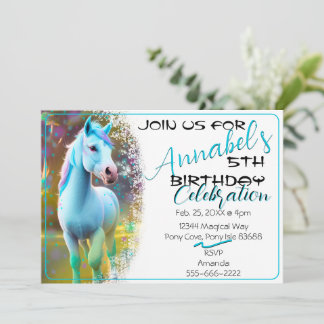 Convites Cute 3D Spirit Pony 28 Aniversário