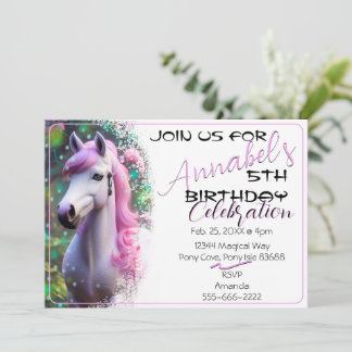 Convites Cute 3D Spirit Pony 31 Aniversário