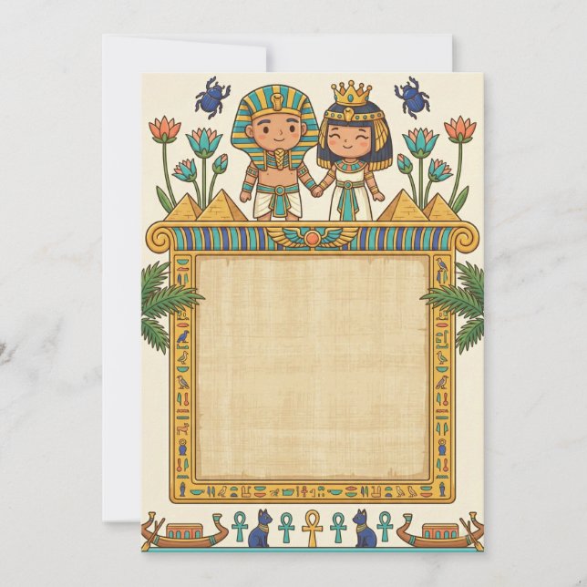 Convites Cute Ancient Egyptian Pharaoh Wedding Invitation (Frente)