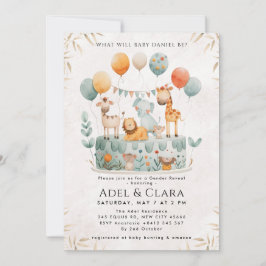 Convites Cute Animals Gender Reveal Invitation