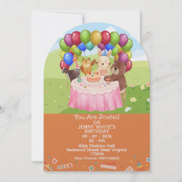 Convites Cute Animals Themed kids Birthday Invitation 