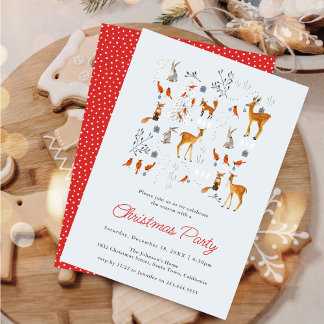 Convites Cute Animals Winter Woodland Christmas Party