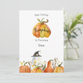 Convites Cute Autumn Halloween Pumpkin Birthday Invitation