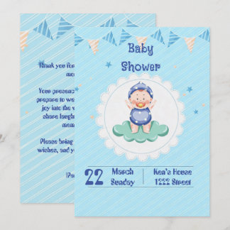 Convites Cute Baby Boy Party Invitation 