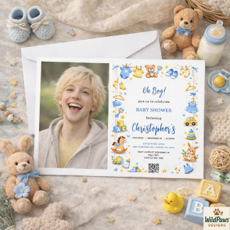 Convites Cute Baby Clothes & Toys Boy Baby Shower photo
