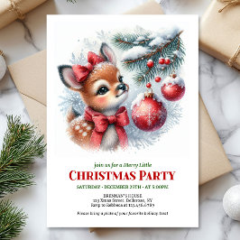 Convites Cute baby deer watercolor Christmas kids invites
