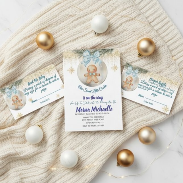 Convites  cute baby Gingerbread in Christmas Bauble  (Criador carregado)