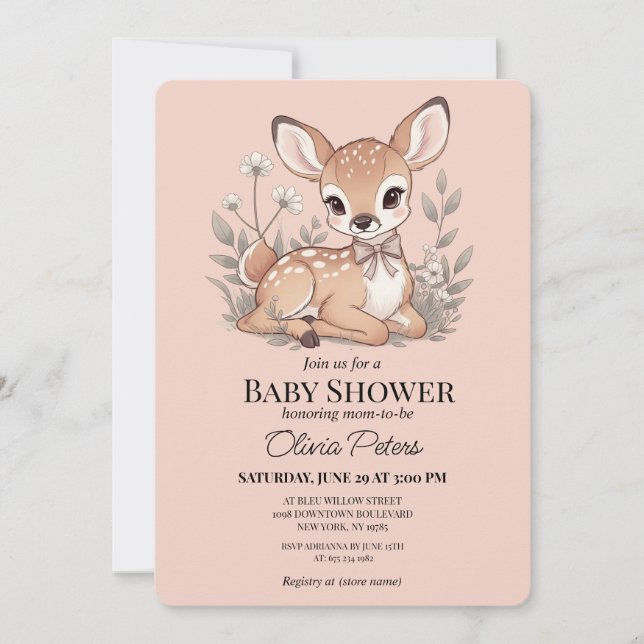 Convites Cute Baby Girl Baby Shower Invitation (Frente)