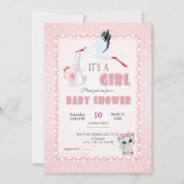 Convites Cute Baby Shower Invitation - it is a girl!