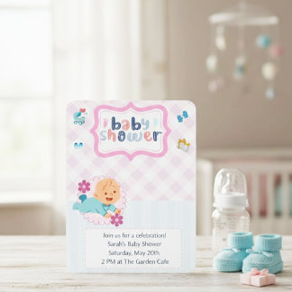 Convites Cute Baby Shower Invitation Template - Blue & Pink