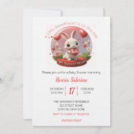 Convites Cute Baby Shower Rabbit Sweetheart Valentine